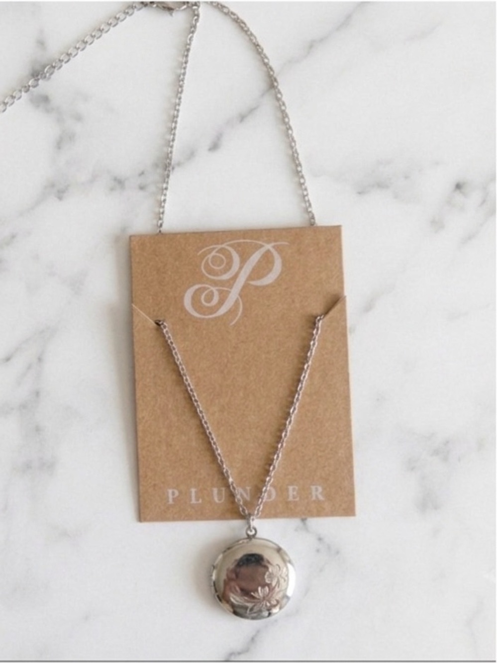 Plunder Design Silver Tone Stainless Steel Floral Pendant Locket Necklace